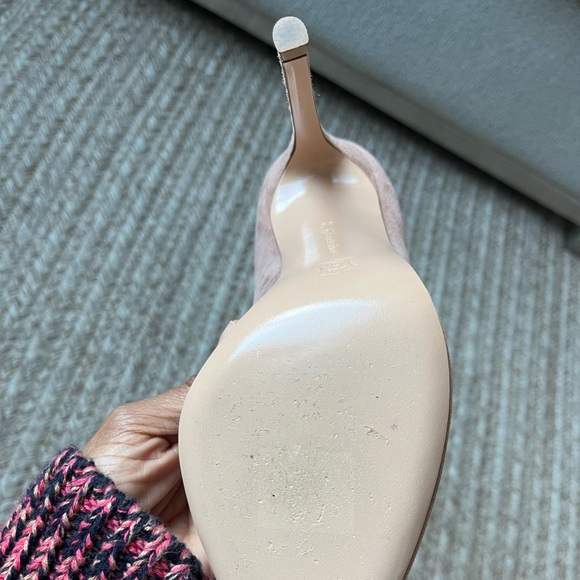 Gianvito Rossi Suede Heels Pointed-Toe Pumps Natural Light Pink Stilettos - Picture 13 of 13